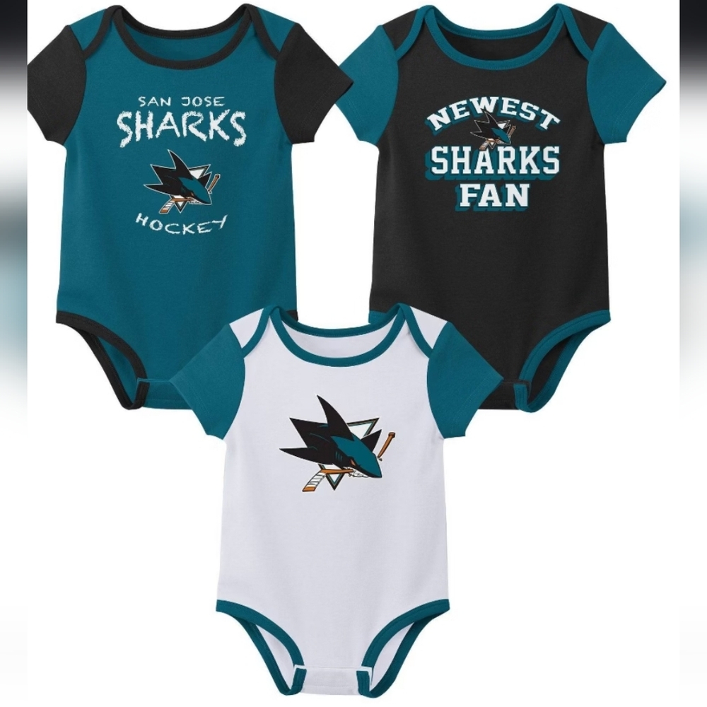 San Jose Sharks Pack of 3 Onesies - NB 6-9 MO
